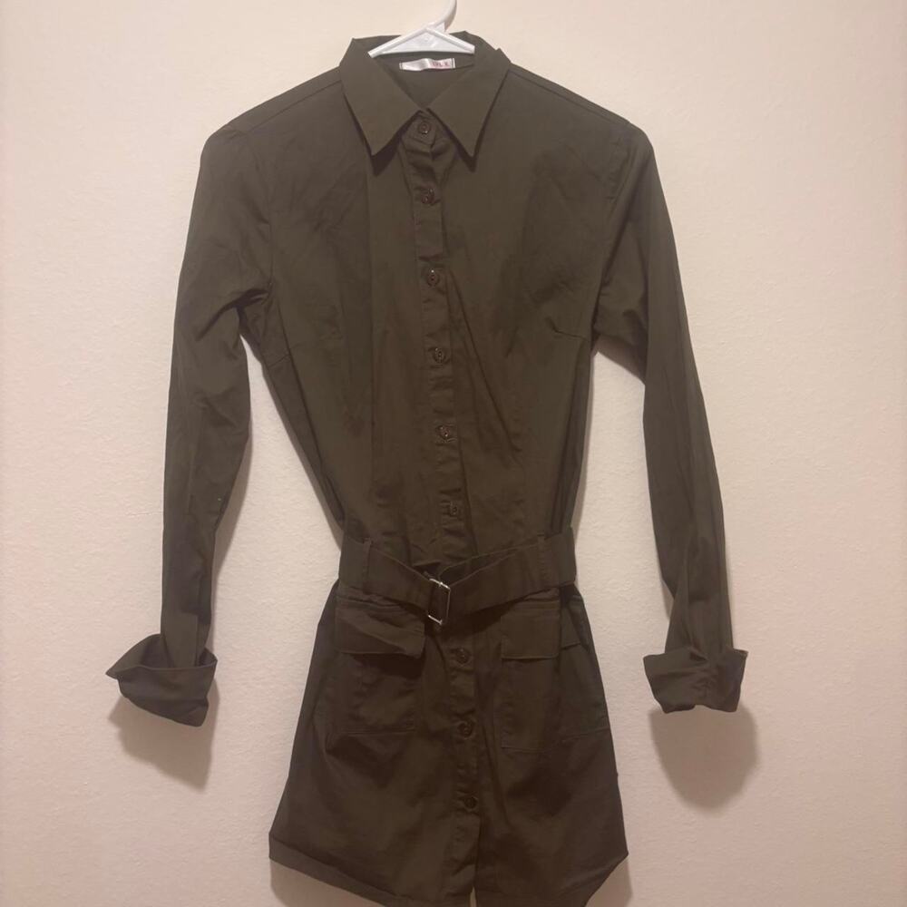 Green button down dress